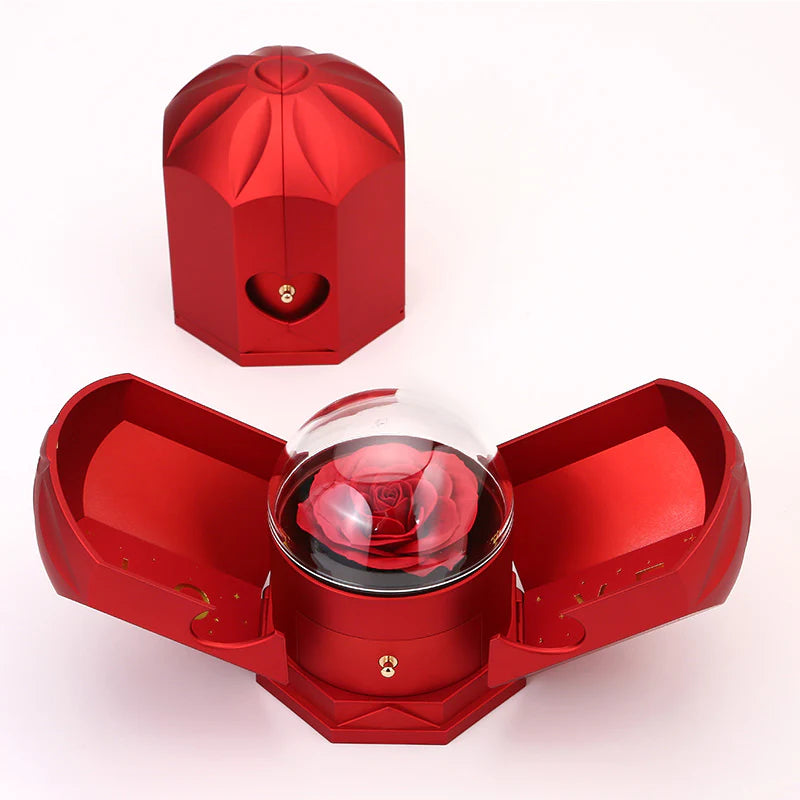 Ewige Rosenbox - Mit Herz Halskette & romantischer Notiz - An meinen Schatz